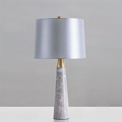 Modern Simple Fabric Lampshade Gray Marble Base 1-Light Table Lamp