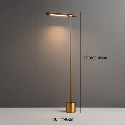 Nordic Minimalist Imitation Walnut Wood Grain Cylindrical Strip Hardware Base LED Standing Floor Lamp