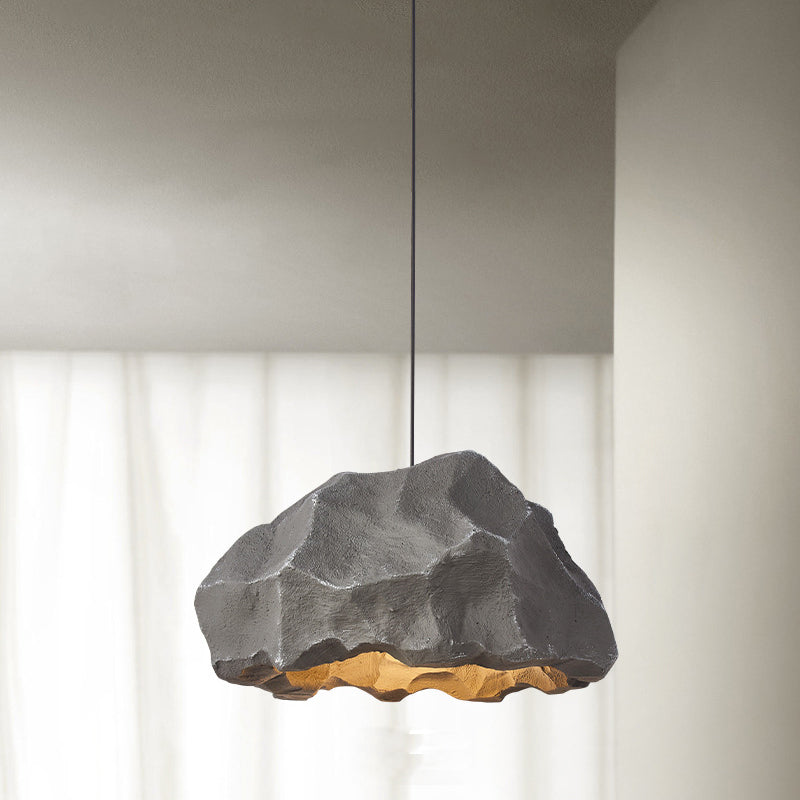 Traditional Japanese Polystyrene Rock 1-Light Pendant Light For Dining Room