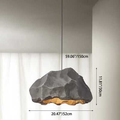 Traditionelle japanische Polystyrol Rock 1-Licht Pendelleuchte für Esszimmer 