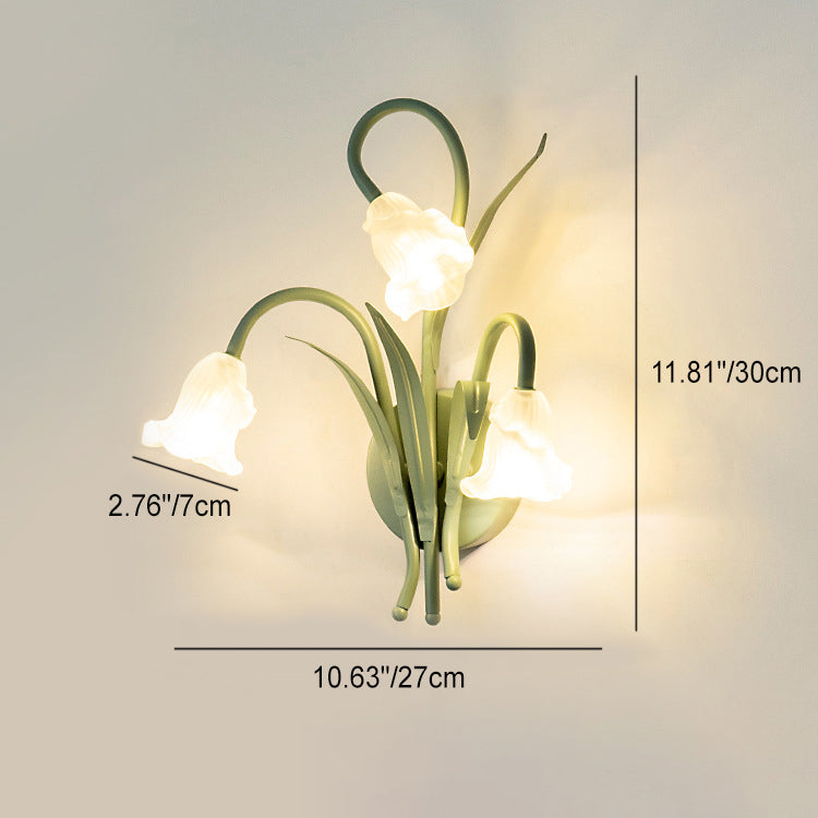 Contemporary Creative Floral Iron Glass 3/6 Wall Sconce Lamp For Bedroom