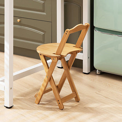 Modern Minimalist Round Square Bamboo Bar Stool Backrest Armless For Dining Room