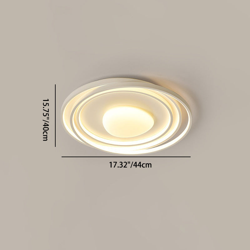 Modern Minimalist Cream Round Acrylic Iron LED Flush Mount Ceiling Light For Living Room