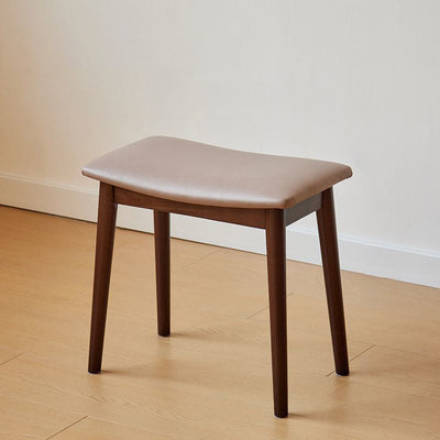 Modern Minimalist Rectangular Soft Leather Wood Vanity Stool For Bedroom