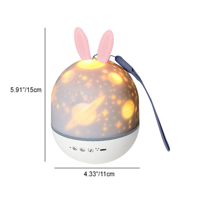 Contemporary Creative Kids Projectable Round Rabbit Deer ABS LED Table Lamp For Bedroom