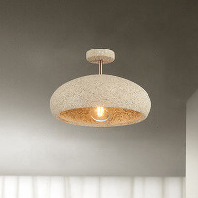 Modern Minimalist Oval Gypsum Iron 1-Light Semi-Flush Mount Ceiling Light