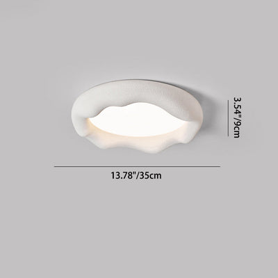 Modern Minimalist Cream Round Iron Fiberglass LED Flush Mount Ceiling Light For Living Room