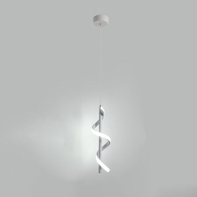 Modern Minimalist Aluminum Spiral Strip Silicone LED Pendant Light For Living Room