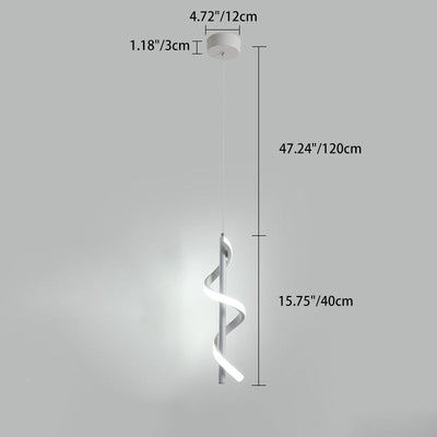 Modern Minimalist Aluminum Spiral Strip Silicone LED Pendant Light For Living Room