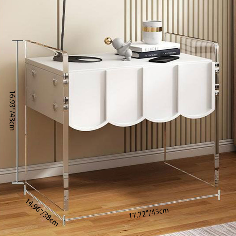 Modern Simplicity Rectangular Tabletop Acrylic Solid Wood Nightstand 1-Drawer For Bedroom