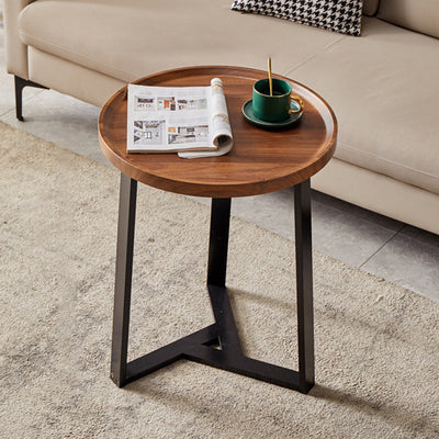 Contemporary Nordic Round Iron Plate Coffee Table 2-Tier For Living Room