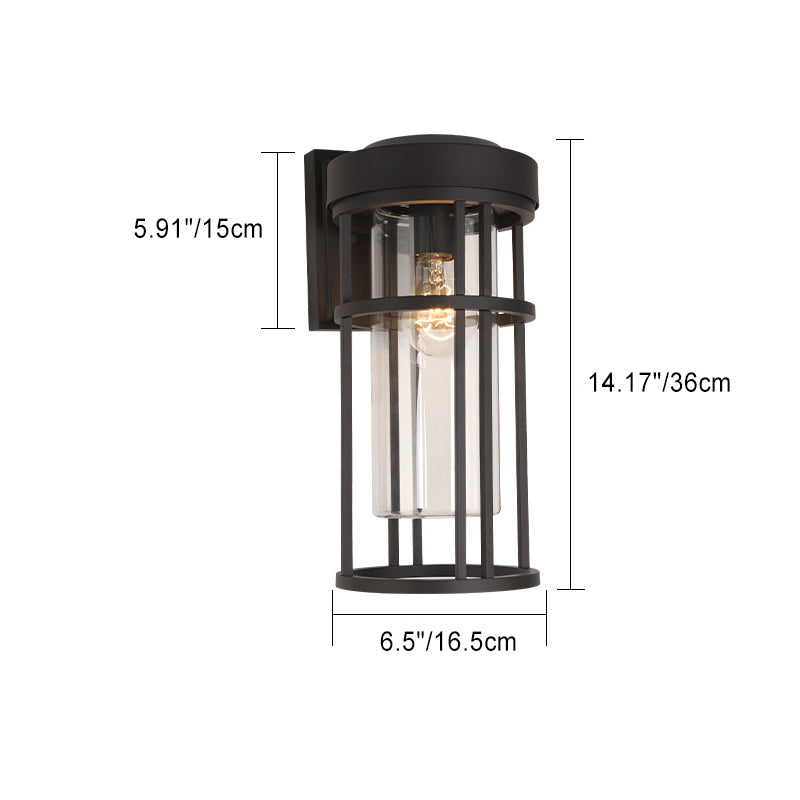 Contemporary Simplicity Aluminum Glass Cylinder 1-Light Outdoor Wall Sconce Lamp For Garden