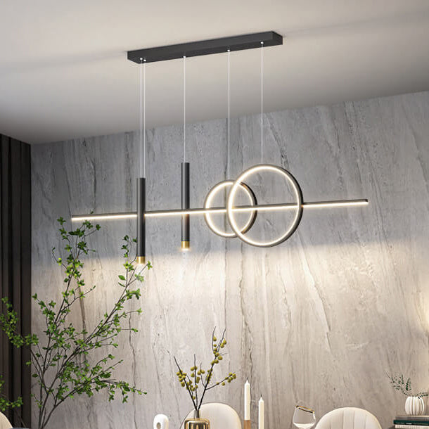 Modern Minimalist Iron Silicone Strip LED Island Light Chandelier For Dining Room