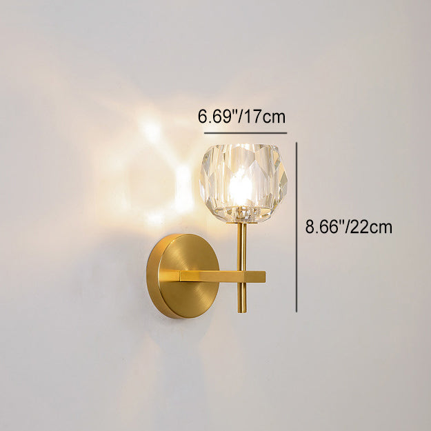 Modern Mid-Century Crystal Ball Iron Straight Pole 1-Light Wall Sconce Lamp For Living Room