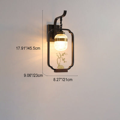 Modern Vintage Light Luxury Plant Copper Crystal Glass 1-Light Wall Sconce Lamp