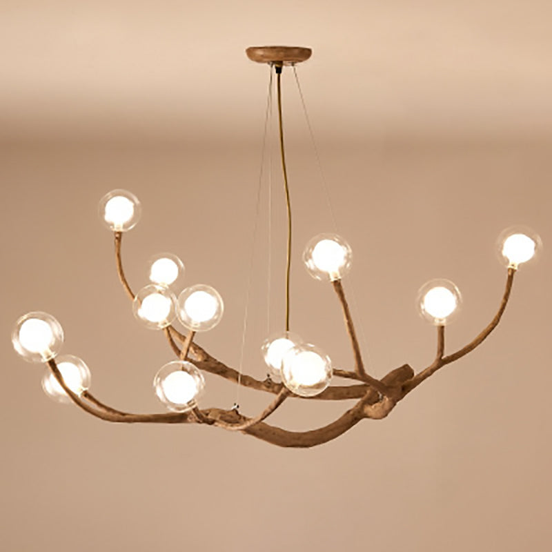 Contemporary Creative Ball-in-Ball Tree Branch Hardware Glass 8/12/16/20 Light Chandelier For Living Room