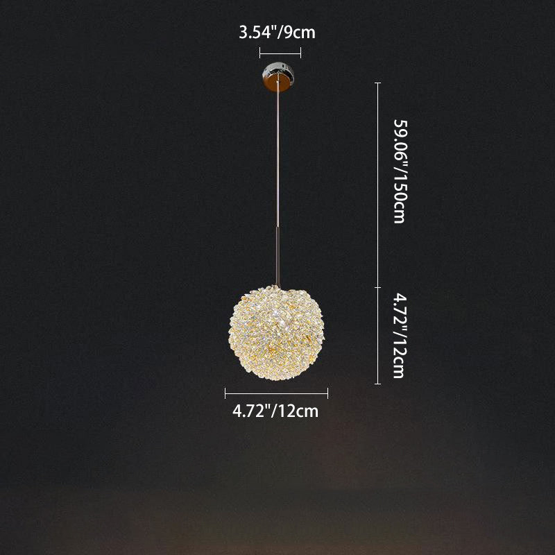 Contemporary Luxury Crystal Lychee Shade Hardware 1-Light Pendant Light For Living Room