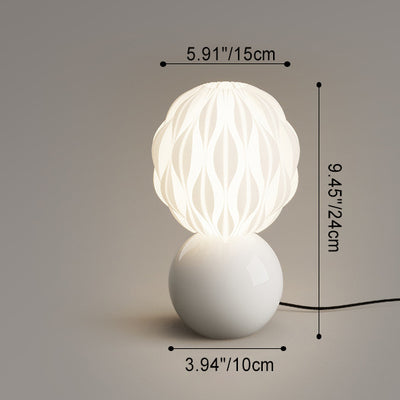 Modern Minimalist Orb Cloudy Ceramic PE 1-Light Table Lamp For Bedroom