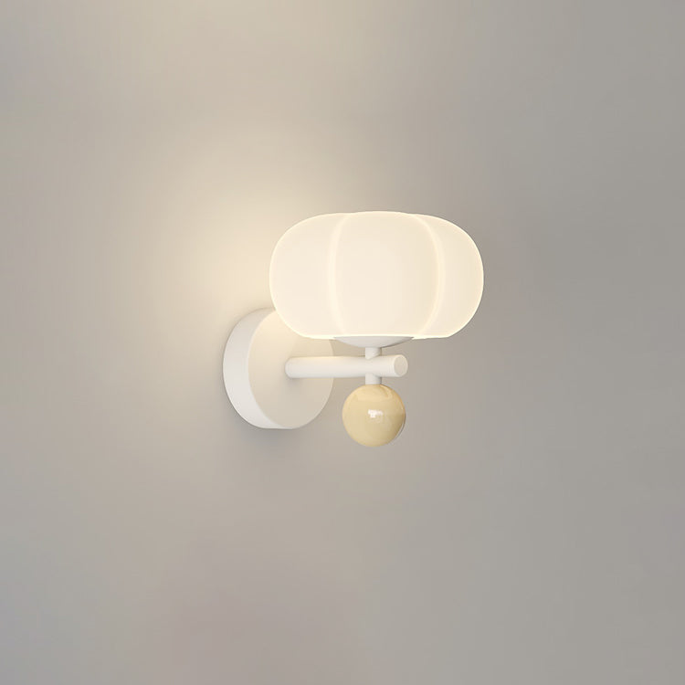 Modern Minimalist Pumpkin Orb PVC Iron LED Wall Sconce Lamp For Bedroom