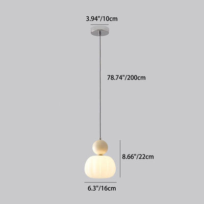 Modern Minimalist Round Ball Pumpkin Iron Rolled Plastic 1-Light Pendant Light For Bedroom