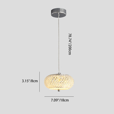 Modern Minimalist Oval Iron Crystal LED Pendant Light For Bedroom