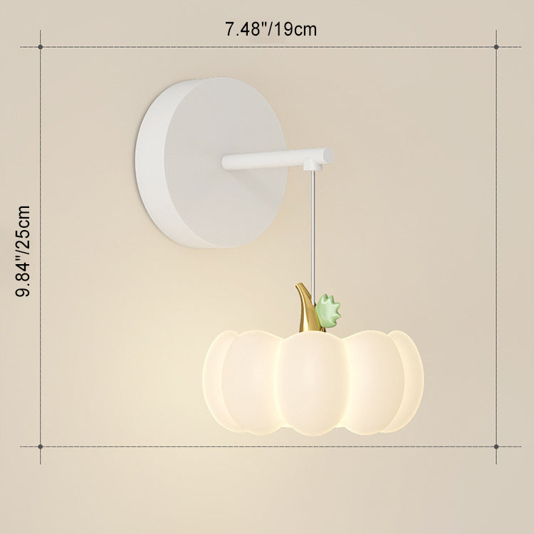 Modern Minimalist Pumpkin Shaped Disc Base Iron PE LED Semi-Flush Mount Lighting For Bedroom