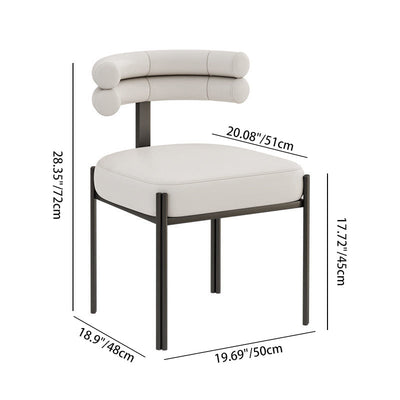 Contemporary Creative Half Arc Square Leather Metal Dining Chair Backrest Armless For Dining Room