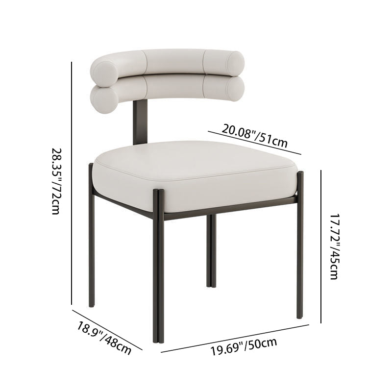 Contemporary Creative Half Arc Square Leather Metal Dining Chair Backrest Armless For Dining Room