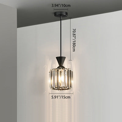 Contemporary Luxury Radiant Prismatic Clear Crystal Shade 1-Light Pendant Light For Living Room