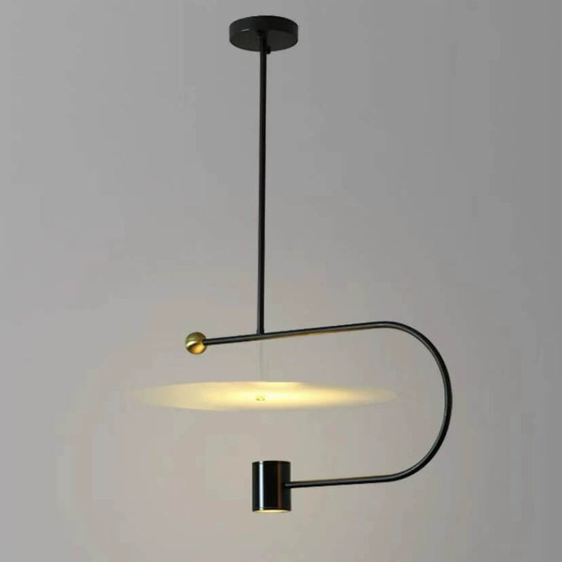 Lampe suspendue LED à disque acrylique en fer incurvé minimaliste nordique 