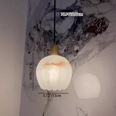 Modern Minimalist Round Pod Marble 1-Light Pendant Light For Living Room