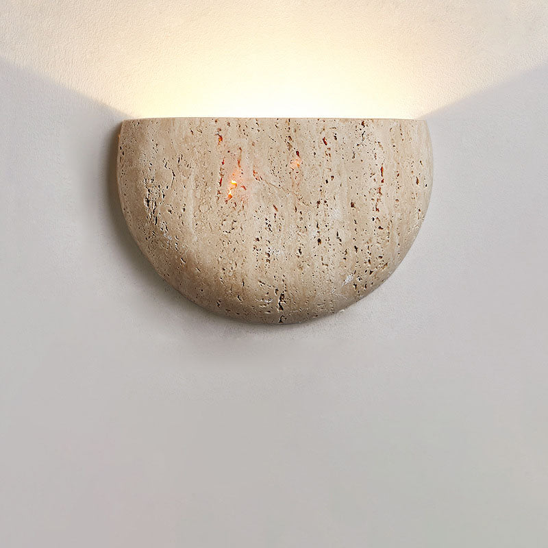 Traditional Japanese Oval Stone 1-Light Wall Sconce Lamp For Living Room