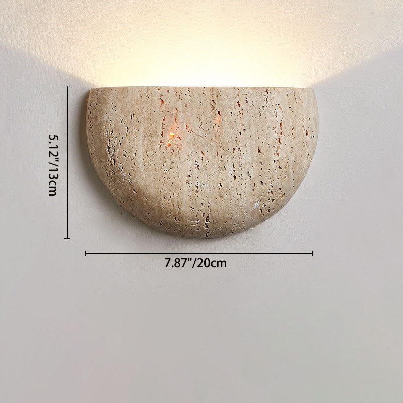 Traditional Japanese Oval Stone 1-Light Wall Sconce Lamp For Living Room