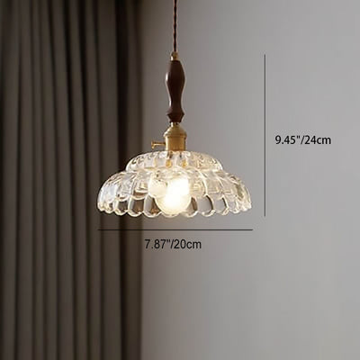 Modern French Minimalist Glass Flower Shape 1-Light Pendant Light