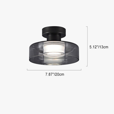 Modern Transitional Round Copper Acrylic Glass LED Semi-Flush Mount Ceiling Light For Living Room