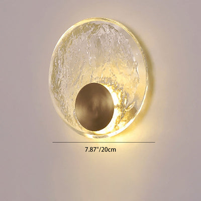 Contemporary Luxury Brass Water-ripple Round Crystal LED Wall Sconce Lamp For Living Room