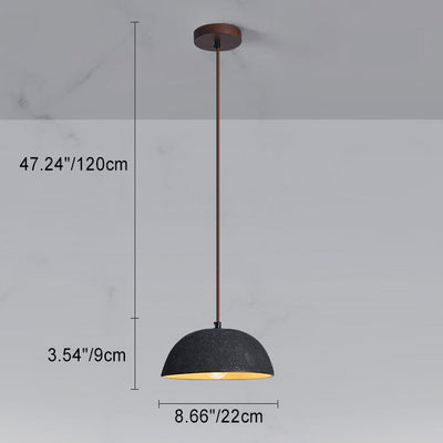 Modern Minimalist Ceramic Wood Semicircular 1-Light Pendant Light For Dining Room