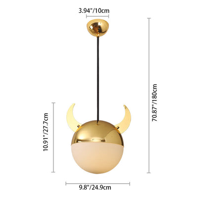 Contemporary Creative Cartoon Animal Iron Glass Ball 1-Light Pendant Light For Living Room