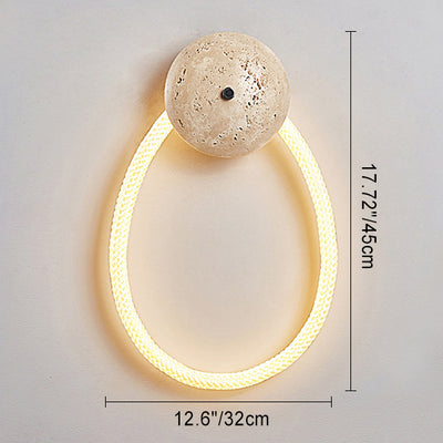 Contemporary Scandinavian Coil Disc Stone Premium Optical Woven Fiber LED Wall Sconce Lamp For Bedroom