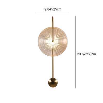 Contemporary Nordic Round Ripple Iron Glass LED Wall Sconce Lamp For Living Room