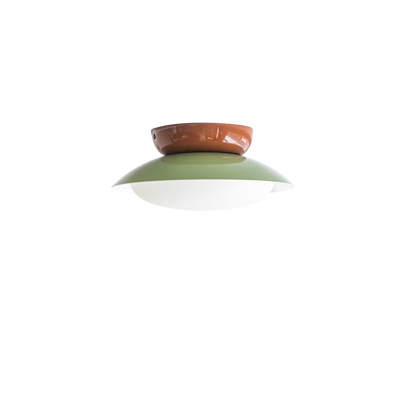 Zeitgenössische skandinavische Macaron geometrische Halbkreis Schatten LED Semi-Flush Mount Deckenleuchte für Wohnzimmer 