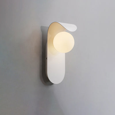 Contemporary Nordic Curved Oval Orb Hardware Glass 1-Light Wall Sconce Lamp For Living Room