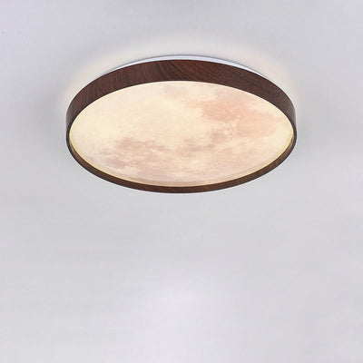 Contemporary Scandinavian Iron Plastic Round Moon LED Flush Mount Ceiling Light For Living Room