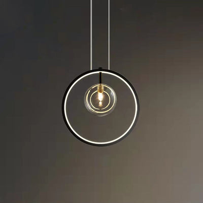 Modern Minimalist Circle Orb Iron Glass 1/3/5 Light Pendant Light For Living Room