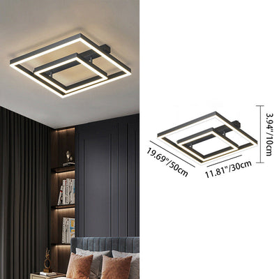 Modern Minimalist Geometric Square Circle Aluminum Line LED Flush Mount Ceiling Light For Living Room