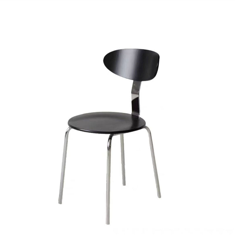 Contemporary Nordic Wood Stainless Steel Round Dining Chair Backrest For Dining Room