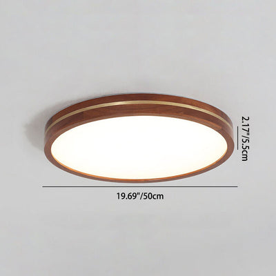 Plafonnier LED moderne en bois mince de couleur noyer 