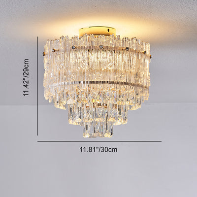 Modern Luxury Hardware Crystal LED Semi-Flush Mount Ceiling Light For Living Room