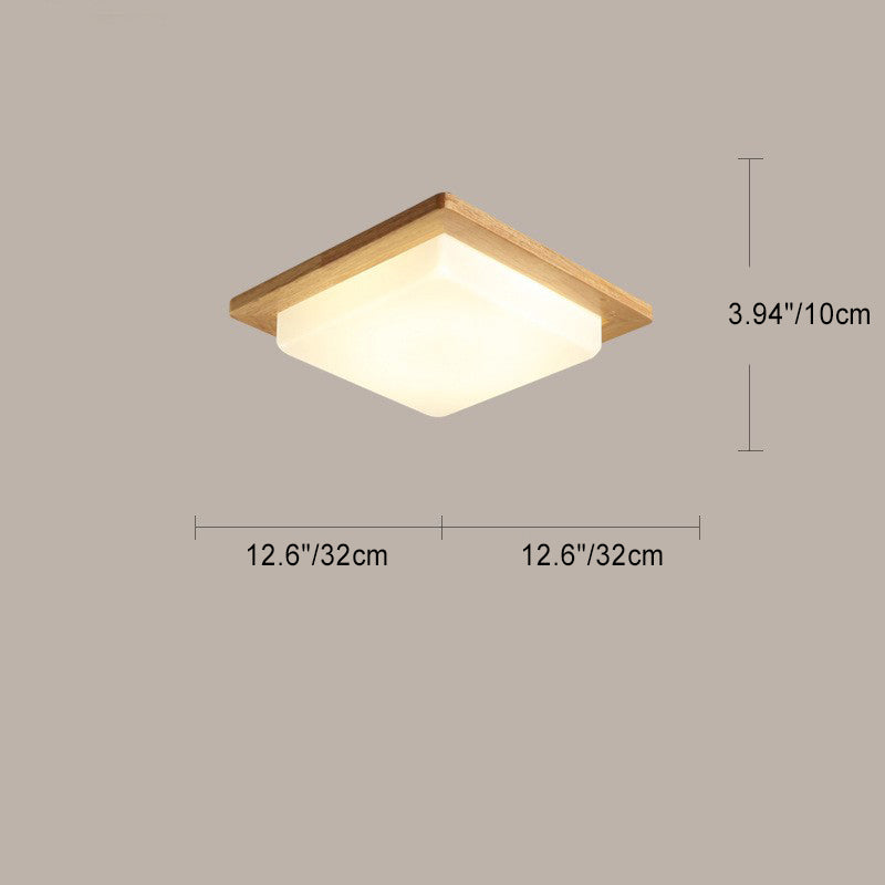 Contemporary Nordic Wood Acrylic Plum Shape LED Flush Mount Ceiling Light For Living Room