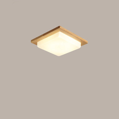 Contemporary Nordic Wood Acrylic Plum Shape LED Flush Mount Ceiling Light For Living Room